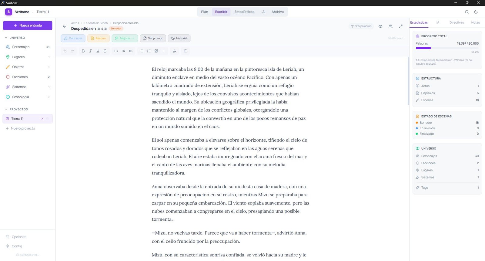 Skribane — Editor de novelas con IA